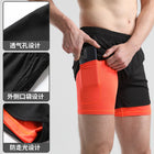 Men's Quick-drying Sports Shorts Fake Two-piece Fitness Triple Pants Marathon Running Pants Invisible Pocket for Mobile Phone 2
