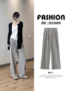Foreign Trade Bag-free Trendy Black and White Vertical Stripe Wide-leg Pants Women's Summer Thin Vertical Straight Pants All-match Slimming Casual 5