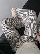 Foreign Trade Bag-free Trendy Black and White Vertical Stripe Wide-leg Pants Women's Summer Thin Vertical Straight Pants All-match Slimming Casual 3
