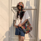 Japanese and Korean Popular Fried Street Hat Bag Two-Piece Set Women's Outdoor Leisure Travel Open Cotton Crosswalk Bag Ethnic 5