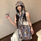 Japanese and Korean Popular Fried Street Hat Bag Two-Piece Set Women's Outdoor Leisure Travel Open Cotton Crosswalk Bag Ethnic 3