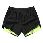 Men's Quick-drying Sports Shorts Fake Two-piece Fitness Triple Pants Marathon Running Pants Invisible Pocket for Mobile Phone 7