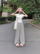 Foreign Trade Bag-free Trendy Black and White Vertical Stripe Wide-leg Pants Women's Summer Thin Vertical Straight Pants All-match Slimming Casual 4
