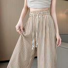 Foreign Trade Bag-free Trendy Black and White Vertical Stripe Wide-leg Pants Women's Summer Thin Vertical Straight Pants All-match Slimming Casual 6