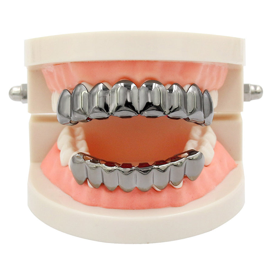 European and American Hot Selling Hiphop Hip-Hop Gold Braces Upper Teeth 8 Lower Teeth 8 Teeth Braces Cross-Border Glossy Braces