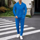 2024 Europe and the United States cross-border Amazon new waffle sports casual long sleeve solid color pants two-piece set 6