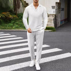 2024 Europe and the United States cross-border Amazon new waffle sports casual long sleeve solid color pants two-piece set 3