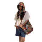 Japanese and Korean Popular Fried Street Hat Bag Two-Piece Set Women's Outdoor Leisure Travel Open Cotton Crosswalk Bag Ethnic 4