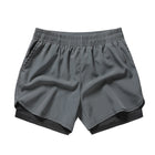 Men's Quick-drying Sports Shorts Fake Two-piece Fitness Triple Pants Marathon Running Pants Invisible Pocket for Mobile Phone 9