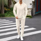 2024 Europe and the United States cross-border Amazon new waffle sports casual long sleeve solid color pants two-piece set 5
