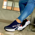 Legere atmungsaktive Keilabsatz-Damen-Sneaker flache Damenschuhe 32