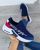 Legere atmungsaktive Keilabsatz-Damen-Sneaker flache Damenschuhe 5