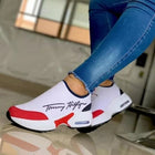 Legere atmungsaktive Keilabsatz-Damen-Sneaker flache Damenschuhe 4